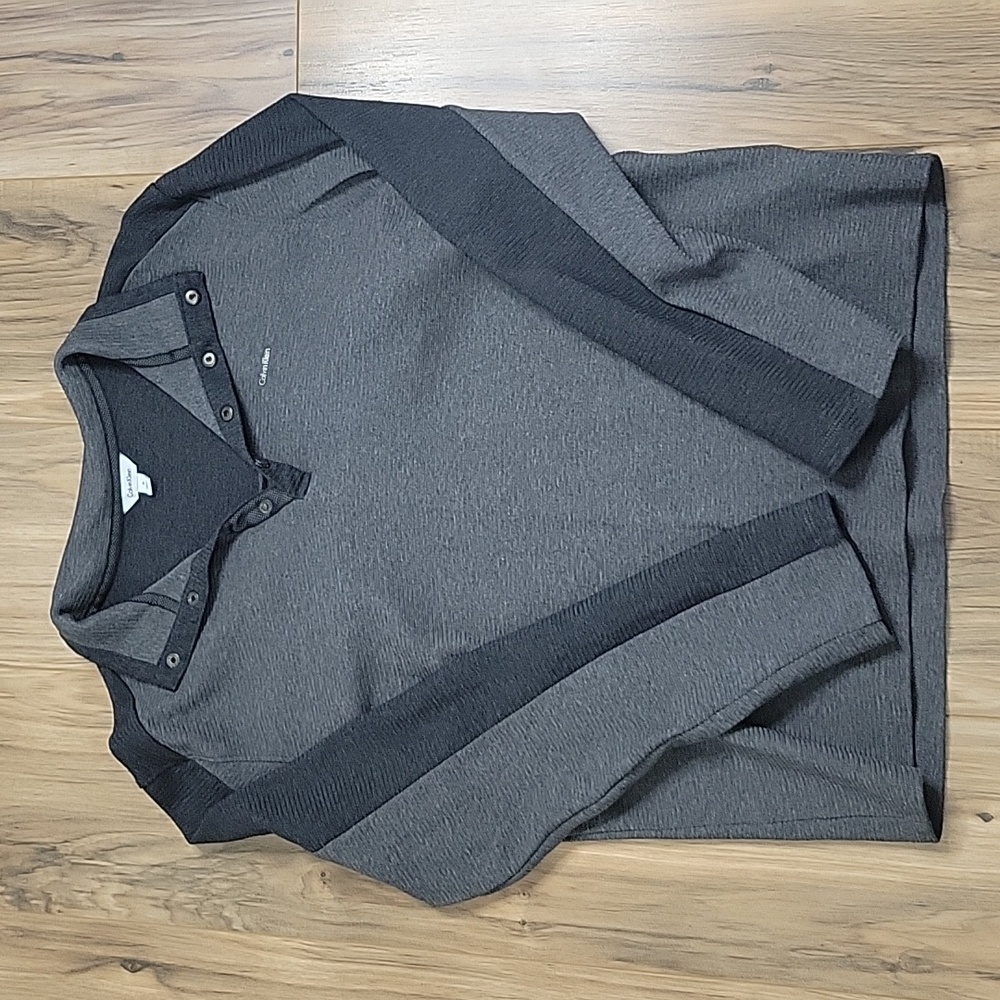 Calvin Klein Gray Color Block Long Sleeve Pull Over